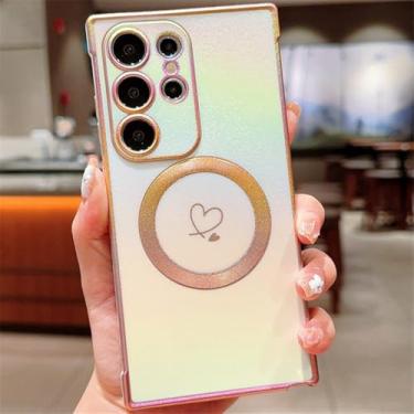 Imagem de Capa magnética de revestimento de luxo para Samsung Galaxy S24 23 22 21 Ultra Plus S21 23 FE Capa de carregamento sem fio, branca, para S22