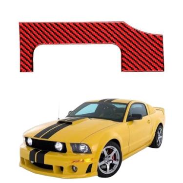 Imagem de IKUESM compatível com acessórios Ford Mustang 2005-2009 GT S197 Interruptor do farol do carro interior em fibra de carbono Adesivo de acabamento do volante esquerdo direito((RED) A)