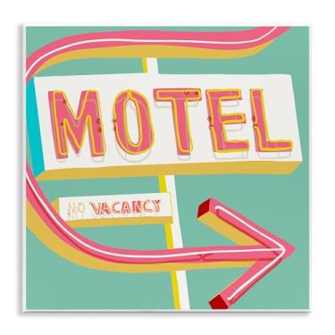 Imagem de Stupell Industries Design de arte retrô de placa de parede de motel por Jen Bucheli, 12 x 12