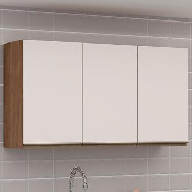 Imagem de Armário Aéreo Cozinha 3 Portas Ebano Fosco/Off White Fosco 1306m - Genialflex