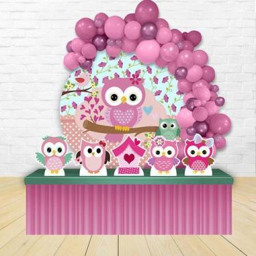 Imagem de KIT FESTA KIT FESTA PAINEL REDONDO Decoração Infantil Coruja Corujinha