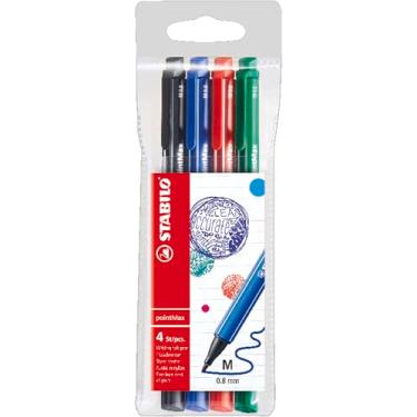 Imagem de STABILO Caneta de escrita com ponta de nylon pointMax - Carteira com 4 cores sortidas, 1 unidade