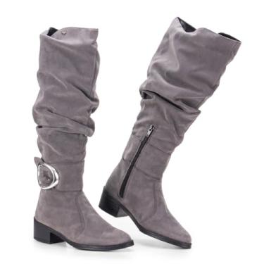 Imagem de Bota Montaria Em Camurça Cano Longo Enrugado 220-GG (Chumbo, 40)