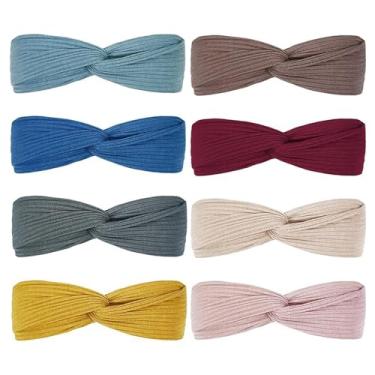 Imagem de 8PCS Cross-Tied Headband para mulheres Face Cleansing Hair Band Set Alta elasticidade Sports Sweat-Absorvente Head Tie type2