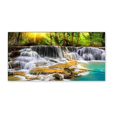 Imagem de JZSDGB Arte de parede de paisagem, árvore, árvore, moderna, arte de parede, pintura em cascata, natureza, impressões em tela e pôster para decoração de sala de estar 80 x 160 cm (31 x 63 pol), sem
