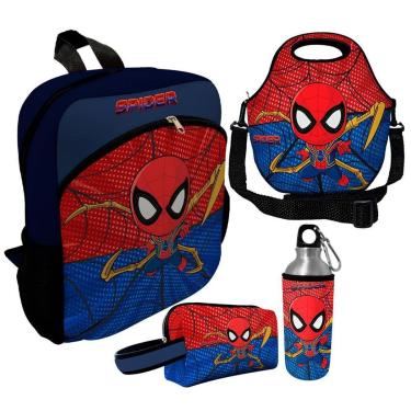Imagem de Kit Escolar Infantil Mochila de Costas + Lancheira Térmica + Necessaire Plus + Squeeze de Alumínio-Unissex
