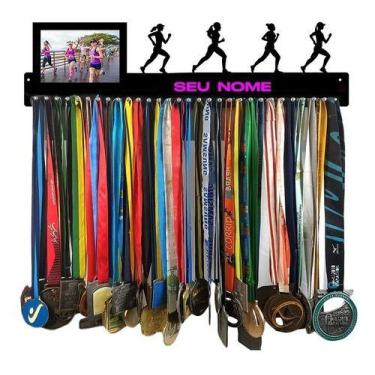 Imagem de Porta Medalha Corrida Rua Fem Portaretrato P/até 100medalhas Cor Da Ar