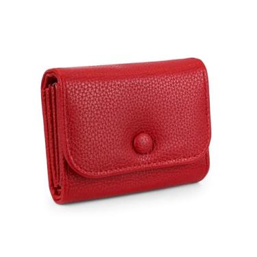 Imagem de AdiStylinno Carteiras pequenas para mulheres, carteira sanfonada feminina de couro PU, porta-cartões mini bolsa compacta com bolso para moedas, Vermelho, 10.5 x 8 x 3 cm / 4.13 x 3.15 x 1.18 in,