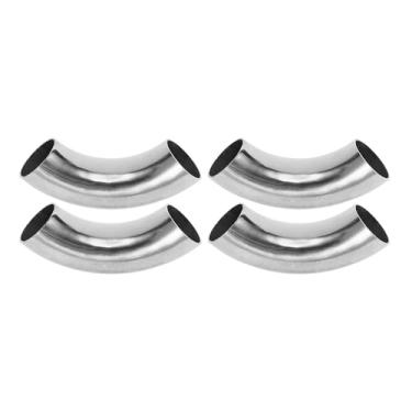 Imagem de Motoforti 4 peças 90 graus mandril curva cotovelo carro modificado tubo de escape tubulação 304 aço inoxidável tom prata 304