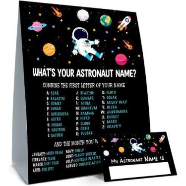 Imagem de Jogo AloDR Astronaut Name com 30 cartas de festa de aniversário