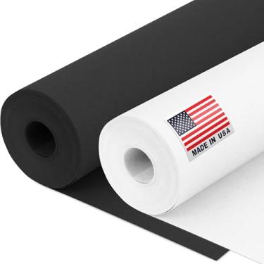 Imagem de Paclord Conjunto de rolos de papel Kraft preto e branco de 30,5 m x 3048 cm de espessura, feito nos EUA - ideal para projetos escolares, quadros de avisos, embrulho de presente, embalagem e mudança