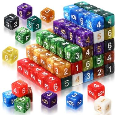 Imagem de Poen 100 Pcs 16mm Dice Set Bulk, 6 Sided Standard Colored Dices with Numbers, D6 Polyhedral Games Dice for Board Games, Parties (Classic Color)