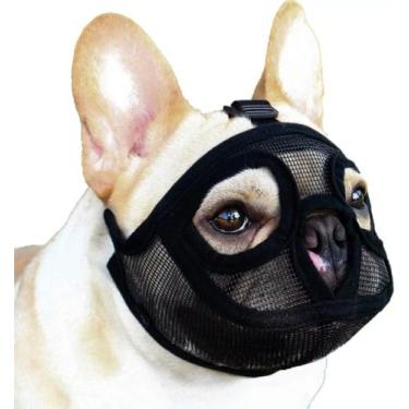 Imagem de Focinheira Cachorro Buldogue Regulável Respirável para Pug Bulldog Shi