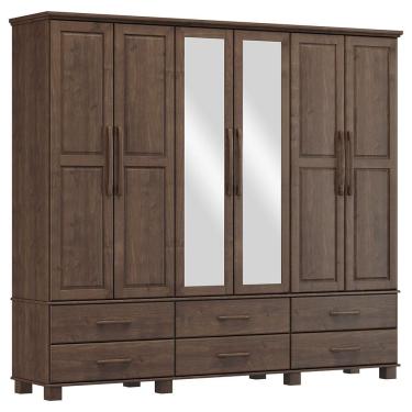 Imagem de Guarda Roupa 6P 6G Espelho Madeira Maciça 248 cm 2254 Cafe Milani Store