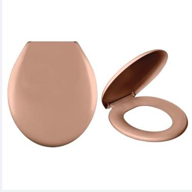 Imagem de Assento Tampa Vaso Sanitário Almofadado Redondo Oval Cor Branco(Marrom)