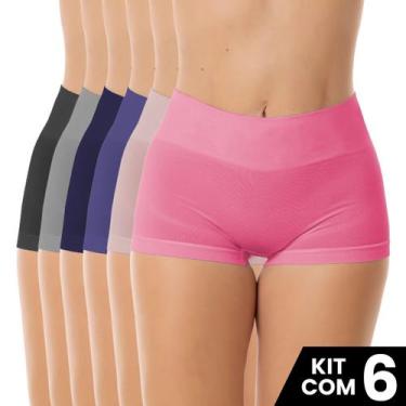 Imagem de Kit 6 Calcinhas Cueca Box Shortinho Zero Costura Sem Marcação Confortá