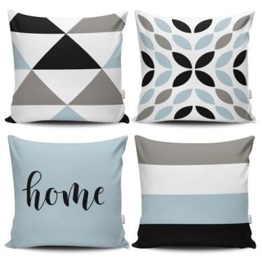Imagem de Kit 4 Capas de Almofadas Decorativas Estampadas - Home Azul - VKAZA