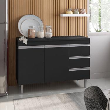 Imagem de Balcão de Pia Andréia 100cm com Tampo Preto AJL Móveis