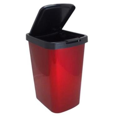 Imagem de Lixeira 9 litros com tampa click sortida inox vermelho rose - Arqplast