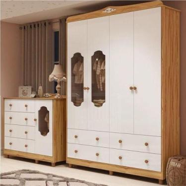 Imagem de Quarto de Bebê com Guarda-roupa e Cômoda Janelados 100% Mdf Mateo Prov