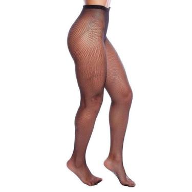 Imagem de Meia Calça Arrastão Feminina Adulto Elástica Trama Aberta / Rede Fecha