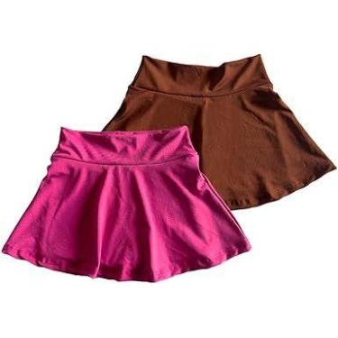 Imagem de Kit 2 Saia-Shorts Roupa Ginástica Treino Fitness Menina Infantil Espor