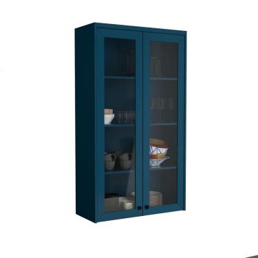 Imagem de Cristaleira Évora com Vidro 2 pt Azul Orion