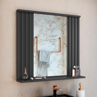 Imagem de Espelho de Banheiro Retangular Luiza Grafite