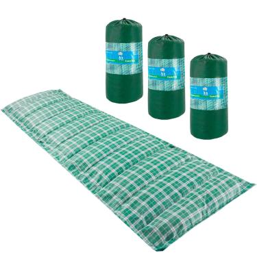 Imagem de Kit 3 Colchonetes Acampamento Camping Solteiro Pesca Retiro Ginastica 190x60cm Verde - Emcompre