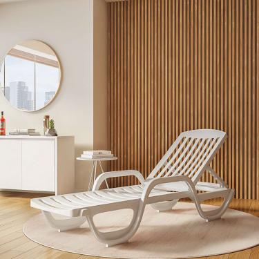 Imagem de Espreguiçadeira Prainha com Rodas Branca