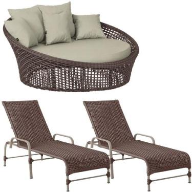 Imagem de Kit Chaise Hungria e Espreguiçadeiras Catar Corda Náutica Alumínio Tra