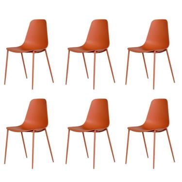 Imagem de Kit 6 Cadeiras Abi Fratini Polipropileno Terracota Base Em Aço Com Pintura Epóxi Terracota