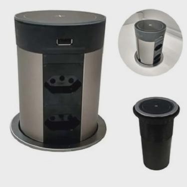 Imagem de Torre PowerPlug-UP 4 Tomadas E 2-USB Com Carregador Indução Preto Hafele