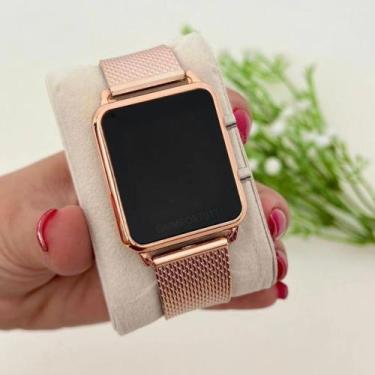 Imagem de Relógio Feminino Digital Quadrado Rose - Smartech