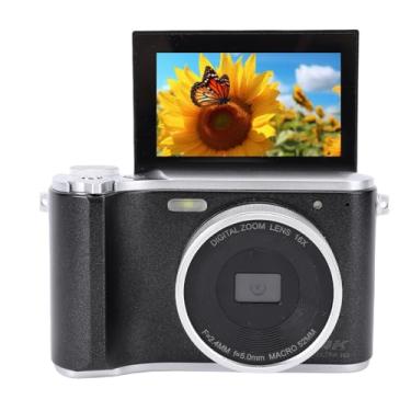 Imagem de Câmera Digital de 64MP, Câmera de Fotografia Em 4K Com Tela Flip de 3 Polegadas, Foco Automático, Zoom Anti Shake 16x, Luz de Enchimento, para Iniciantes de Viagem para (Preto)