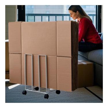 Imagem de BFECGDXT Suporte De Papelão Para Caixas, Portátil Armazenamento Caixas Com Rodas, Carrinho Armazéns Domésticos E Supermercados (Branco, 10,24 X 12,2 17,13 Pol.)