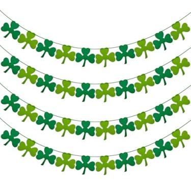 Imagem de PheiLa Pacote Com 4 Faixas De Feltro Para Guirlanda Trevo, Decorações O Dia São Patrício, Sem Necessidade Fazer Você Mesmo, Trevo Verde, Suprimentos Festas Irlandesas Decoração Lareira Parede, Loja