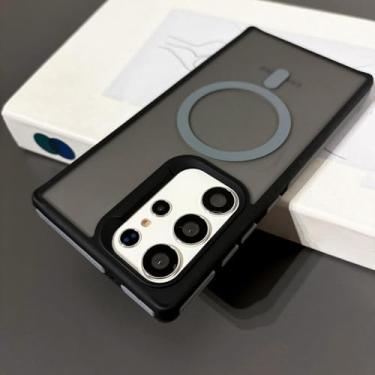 Imagem de MVVKKY Para Samsung S24 Plus Case Fashion Slim Matte Liquid Pc Magnetic Wireless Charging Phone Cover (Para Samsung S24 Plus/CINZA)