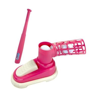 Imagem de menolana Máquina de arremesso de beisebol infantil Equipamento de ejetor de pedal de pé com e -beisebol presente no lançador externo interno, com 3 Bolas