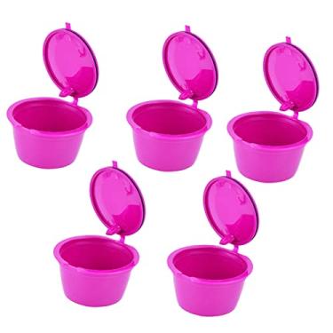 Imagem de Cápsula de café Reutilizável, 5pcs 50ml de Filtro de café Com Colher, Compatível Com Models Melody, Genio, Mini ME, Esperta e Circolo (Rosa vermelha)
