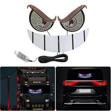 Imagem de Luz Devil Eyes para carros, luz Devil Eyes para para-brisas, luz LED tipo olho de diabo para carro, com conexão USB e 11 modos, luzes dinâmicas tipo olho de diabo para para-brisas