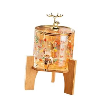 Imagem de IEUDNS Recipiente de de dispensador de bebidas para geladeira 26L com spigot Wood Stand Water Jug Drink para eventos Barbecue ao ar livre, Tampa Da Cabeça