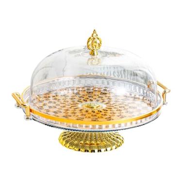 Imagem de FytStycale Placa de Cozinha Decorativa, Prato de Bolo de Pé com Tampa, Suporte de Bolo Desolado Prato para Sweets Cupcake Biscoitos Cheesecake , B, Tamanho real