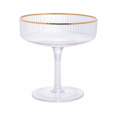 Imagem de Taça De Vidro Coupe C/ Borda Dourada Lines Wollf 200ml