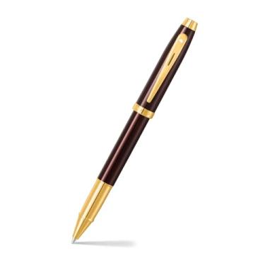 Imagem de Sheaffer Caneta esferográfica marrom café brilhante 100 9370 com acabamento em ouro PVD - média