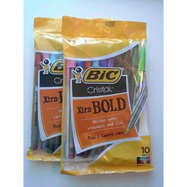 Imagem de Canetas Bic Cristal Xtra ousadas multicoloridas, pacote com 10 (2 conjuntos de 10 cada)