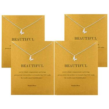 Imagem de Hundred River Colar de trevo da amizade, unicórnio, elefante da sorte com cartão de mensagem, cartão de presente (pacote com 4), Metal