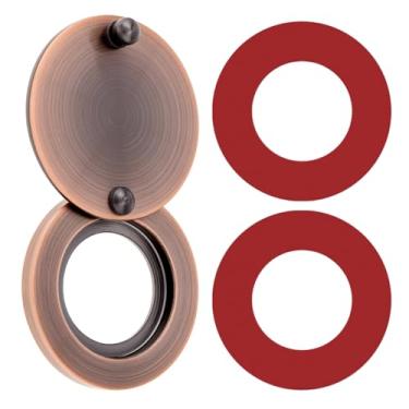 Imagem de HOJLKLD Capa de olho mágico, capa de visualizador de porta de privacidade de latão sólido com fita autoadesiva dupla face para olho mágico de porta de 5/20.3 cm de diâmetro (2, cobre antigo)