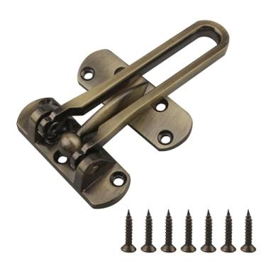 Imagem de U 10309 Trava de barra giratória para portas articuladas, comprimento da barra de 9,5 cm por 5,5 cm de altura, estrutura de segurança fundida, proteção de segurança infantil, bronze