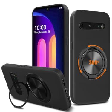 Imagem de Capa de telefone compatível com LG V60 ThinQ 5G / V60 ThinQ 5G UW, suporte de anel giratório de 360° Suporte/suporte de silicone TPU Silm Fit Capa protetora à prova de choque para LG V60 ThinQ G9 Thin